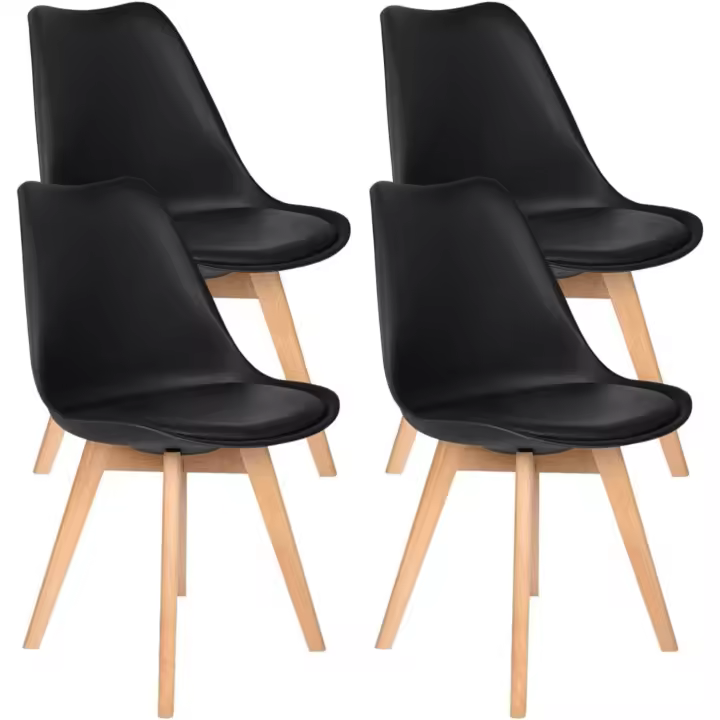 Sillas de Comedor Nórdicas 4 Piezas Diseño con Patas Madera de Haya Almohadilla y Cubierta - 1