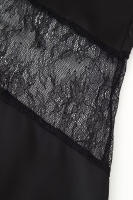 OUWU- Moda Mujer Sexy Slim Encaje Empalme Ver A Través Halter Vestido Francés Negro Sin Mangas Cuello Vestido Fiesta Bata - details 9