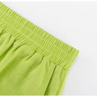Conjunto de dos piezas de camisa de manga larga con cuello vuelto, botones y bolsillo, y pantalones cortos anchos de pierna, de algodón, estilo primaveral/veraniego. - details 5
