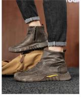 Resistente al desgaste para otoño e invierno, botas de ante negras antideslizantes, zapatos nuevos para hombre, botas cómodas de cuero de caña media - details 5