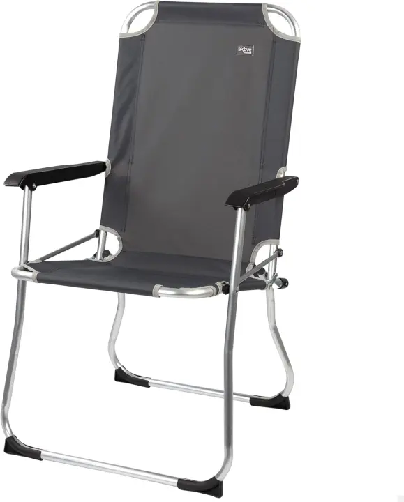 Silla Plegable Reclinable 5 Posiciones, Antivuelco, con Cojín, Resalto Alto y Brazo de Reposter, Resistente: Peso Máximo 110kg Material de Textileno y Aluminio Tamaño 44x55x101cm - 1