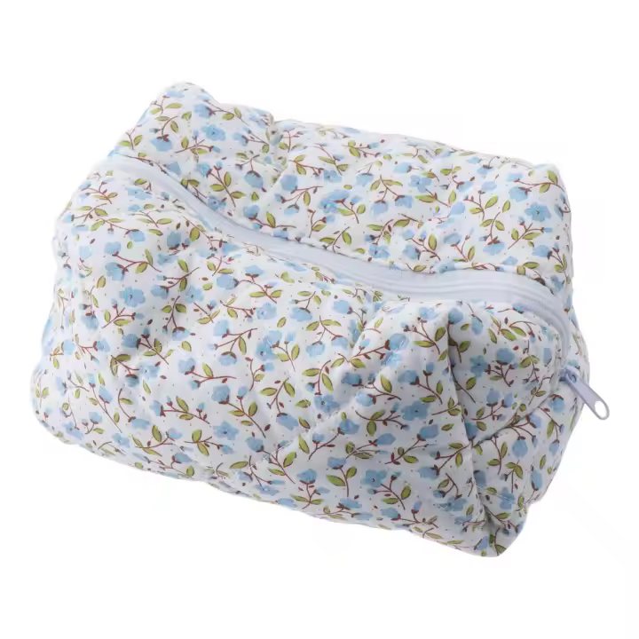 Bolsa de maquillaje acolchada con estampado Floral para mujer, neceser de viaje grande, organizador de almacenamiento de artículos de tocador, bolsa de cosméticos con estampado de flores - 1
