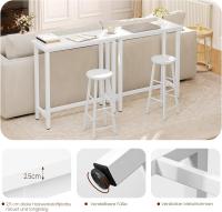 Conjunto de Mesa de Bar y 2 Taburetes, Muebles de Comedor, Mesa Alta y Taburetes de Bar, Barra Cocina y Salon, 140x40x100 cm, Metal + MDF, Roble Claro - details 25