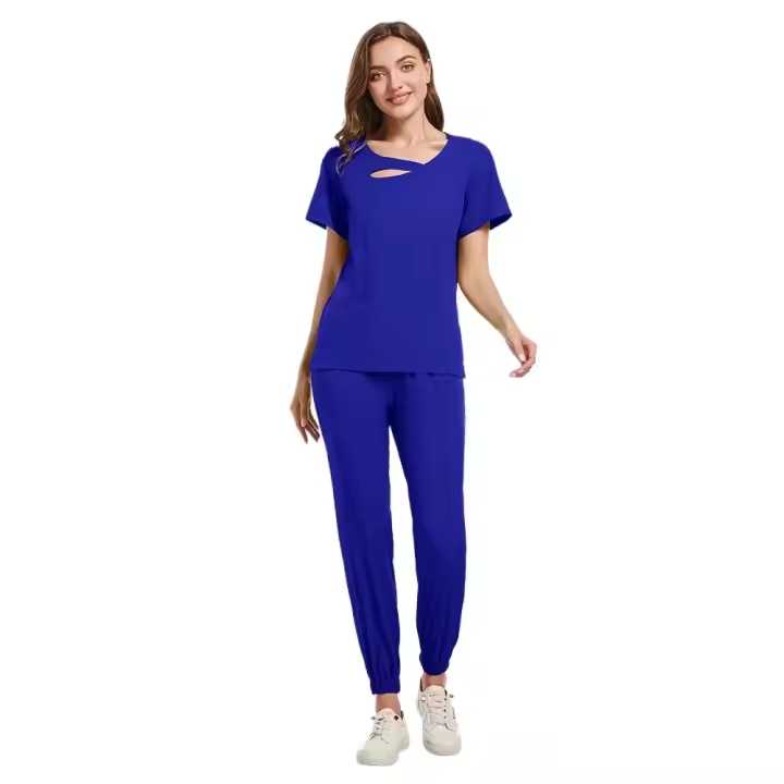 Ropa de trabajo de belleza para mujer, uniforme de enfermeras médicas, conjunto de bata quirúrgica, pantalones superiores de Spa, ropa de cuidador clínico, uniformes de enfermería, traje para correr - 1
