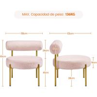 Silla de comedor tapizada, silla relax con estructura reforzada, 136 kg de capacidad, asiento y respaldo acolchados de bouclé para sala, dormitorio, cocina, blanco. - details 15