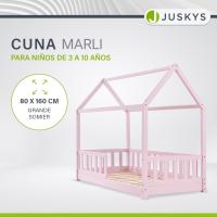 Cama Infantil 80 x 160 cm con protección anticaída, Cama casa de Madera Maciza para niños - Cama en Color Rosado - details 2