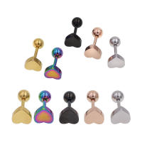 Piercing de acero inoxidable para oreja, pendientes de Hélice para cartílago, 2 piezas, 5 colores, corazón quirúrgico - details 10