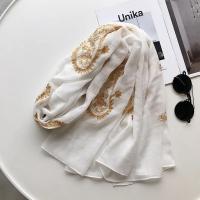 Otoño Invierno moda bordado anacardo Floral viscosa chal bufanda de mujeres indias cálido Pashmina Hijab y envolturas musulmanas Sjaal - details 2