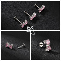 ZS 1 pieza de Piercing de labio Labret de acero inoxidable sin rosca, anillo de labios de cristal CZ, pendiente de Piercing de cartílago hélice Tragus de 16G, 6/8/10MM - details 6