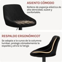 2X Taburete de Bar con Respaldo Terciopelo Taburetes Alto Cocina Regulable en Altura Taburete Giratorio Sillas Bar Taburete de Escritorio Negro BH219sz-2 - details 5