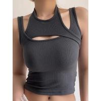 Mini Chaleco Deportivo de Verano Top Corto Asimétrico E-girl con Corsé de Punto Rico - details 5