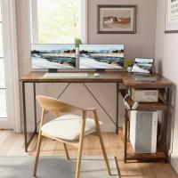 Almacenamiento, escritorio de esquina con estante reversible, mesa estable para ordenador en - details 1