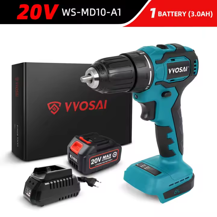 VVOSAI-taladro eléctrico sin escobillas de 20V, 21 + 1 Torque, destornillador inalámbrico de 50nm, batería de iones de litio, taladro eléctrico - 1
