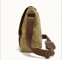 Bolso cruzado de viaje antirrobo para hombre y mujer, bandolera de cuero de estilo Vintage, de lona encerada, impermeable - details 10
