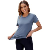 Camiseta deportiva de cuello redondo para mujer, camiseta de secado rápido de alta elasticidad, Tops deportivos informales para mujer 2025 - details 3