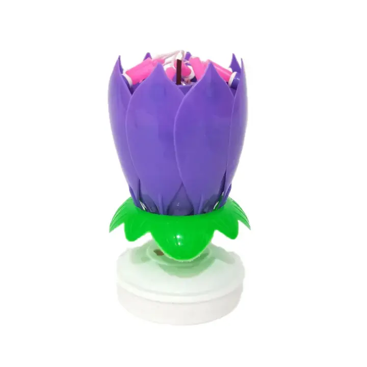 Vela de flor de loto mágica para fiesta de boda, decoración giratoria Musical creativa para pastel de cumpleaños, regalo de bricolaje para niños - 1