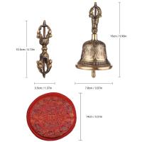 Campana de mano de bronce budista tibetano con relleno Vra para oración de meditación - details 1