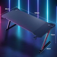 Mesa de Juegos Ergonómica en Forma de Z Fibra de Carbono Portavasos y Gancho para Auriculares Negro - details 9