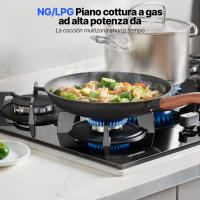 Placa de gas WEHIMO de 5 quemadores, 77 cm, empotrada en cristal, grosor 8 mm, color negro, con protección automática contra llamas, para gas natural o GLP, 10 500 W, 127-240 V - details 2