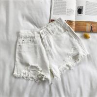 Shorts De Verano Para Mujer Estilo Coreano Vaqueros De Cintura Alta Casual Azul Con Bolsillos Y Borlas Moda Perforada Y2K Jeans Para Niñas Y Mujeres - details 5