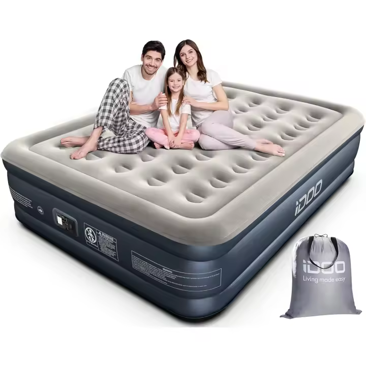 Cama Inflable iDOO con Bomba de Inflado Incorporada Inflado Rápido de 3 Minutos, Desinflado de 2 Minutos Peso Máximo 295Kg Ideal para el Hogar, Viajes, Camping - 1
