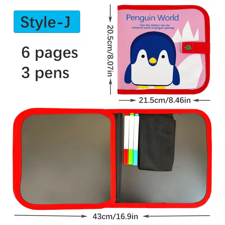 1 Pizarra de 6 páginaspara Niños, tablero de Diseño y escritura, Libro de imágenes, juguetes Educativos para niños, regalo 22,5*30CM - 1