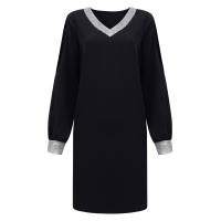Vestido De Mujer Para Fiesta Noche V-Neck Con Lentejuelas Y Hombros Fríos Vestido Casual De Color Sólido Largo De Rodilla - details 5