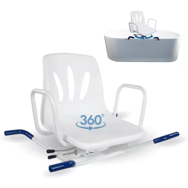 Silla de Baño Giratoria Lago Resistente al Agua, Anatómica, Para Personas Mayores con Discapacidad o Reducción de Movilidad - 1