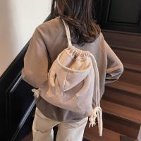 Mochila sencilla con capucha de cuerno de buey, bolso escolar de gran capacidad con diseño de capucha de estilo coreano, bolso con cordón y cremallera de Color sólido para compras - details 6
