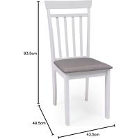 2 sillas de comedor Kansas |   Estructura de madera lacada |   Asiento tapizado en tela gris |   Diseño moderno y sencillo |   Sillas para comedor, salón, cocina |   Color Blanco - details 2