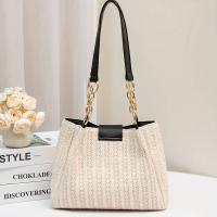Bolso de Paja Tejido a Mano para Año Nuevo 2025 Patttern de Colmillo, Correa Ajustable, Cierre con Doble Llave, Lavable, Estilo Playero y Casual - details 1