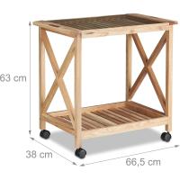 Carrito Cocina de 2 Niveles con Placa de Vidrio, Marrón, Madera de Nogal, 5 x 38 cm, 63 x 66 - details 3