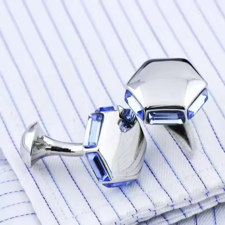 Gemelos de metal de cobre con incrustaciones de cristal de alta calidad para hombre, botones de camisa franceses de moda, accesorios de joyería para fiestas de negocios 1 - 1
