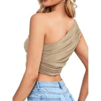 BUNO-2025 Primavera/Verano nueva moda superventas personalidad chica picante Slim Fit cuello asimétrico fuera del hombro camiseta para mujer - details 20