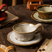 Juego de taza de café y platillo de cerámica con estampado de leopardo japonés retro ins té de la tarde creativo taza de café con leche creativa - details 4