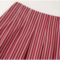 Conjunto de Falda a Rayas Rojas Tops de Tubo Sin Mangas, Cintura Alta Larga Falda - details 5