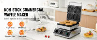SucceBuy Máquina para hacer gofres comercial, 4 piezas redondas, acero inoxidable antiadherente de 1750 W, control de temperatura y tiempo - details 0