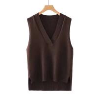 Suéter sae suelto coreano de punto con cuello en V para mujer, chaleco sin mangas, otoño e invierno - details 13