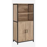 Armario de Cocina, Armario de Almacenamiento, con 2 Puertas Correderas, 33 x 100 x 80 cm, Estantes Ajustables, para Salón, Greige Melange y Negro Tinta LSC092B02 - details 9