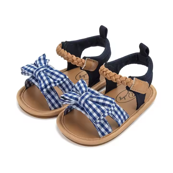 Sandalias de bebé antideslizantes con lazos, zapatos de princesa con suela de goma, niños pequeños, verano 2024 - 1