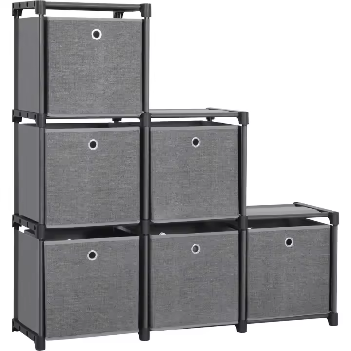 Estantería de 6 Cubos Organizador Multiusos de Metal con 6 Cajas de Tela - 1