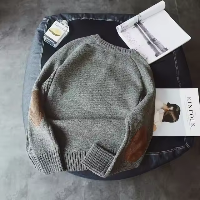 Suéter de moda para hombre cálido, sólido, de alta calidad, manga juvenil, cuello en V - 1