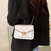 Bolso de hombro con solapa de diseño simple, bolso tipo cartera versátil de piel sintética, bolso cruzado con cadena de metal - details 6