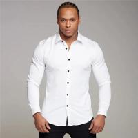 Camisas ajustadas para hombres de negocios juveniles, ropa Formal profesional sin hierro, Color sólido, guapo - details 7