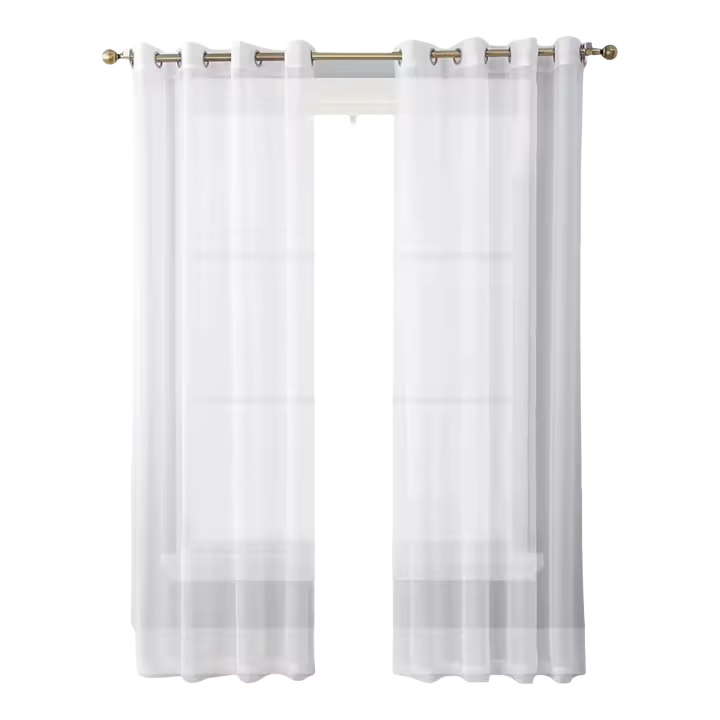 Cortinas de poliéster transparente - Persianas de gasa para dormitorio, salón, 134 x 210 cm de largo, juego de 2 - 1