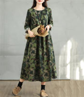 Vestido Floral de Algodón Vintage Moda Casual para Mujeres Primavera Otoño - details 27
