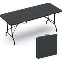 Mesa Plegable Multifuncional 180 x 75 cm, Mesa de Fiesta con Asa de Transporte, para Jardín, Terraza, Balcón, Blanco - details 7