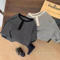 Camiseta de Manga Larga para Niños Primavera Otoño Estilo Coreano a Rayas - details 6