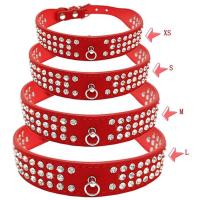 Collar mascota cuero gamuza con diamantes de imitación, cristal ostentoso para perro pequeño, mediano y grande - details 2