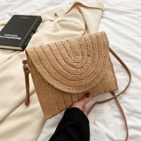 Bolso cruzado de hombro tejido de paja para mujer, bolso de mano de playa, bolsos de sobre hechos a mano informales de verano - details 14
